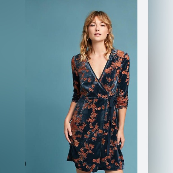 Anthropologie Dresses & Skirts - Beautiful Velvet Burn-out wrap dress